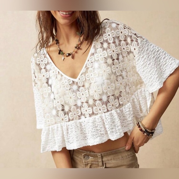 White Lace Ruffle Top - Picture 8 of 11